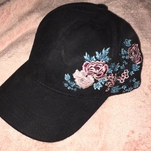 Black hat with flowers